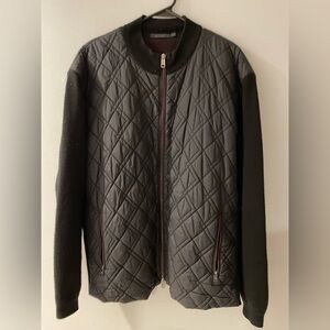 Raffi Men's Charcoal Quilted Puffer Jacket wool blend back and arms size XXL